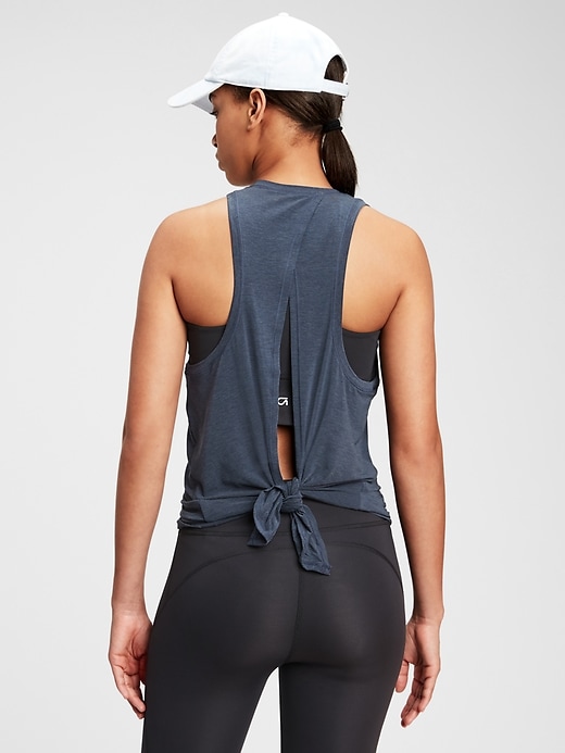 2 of 8 showing, with the color crayon true indigo of product GapFit Breathe Open-Back Tank