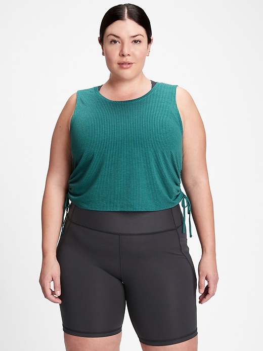 Image number 2 showing, GapFit Breathe Pointelle Ruched Side Tank Top