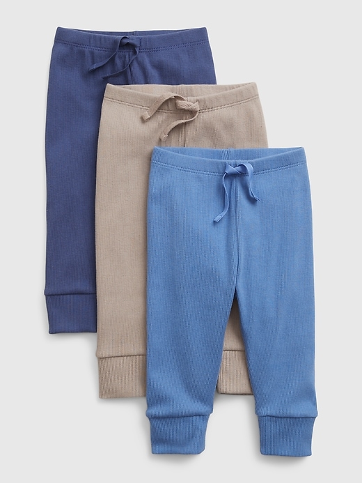 1 of 8 showing, with the color chrome blue of product Baby Organic Cotton Pull-On Pants (3-Pack)