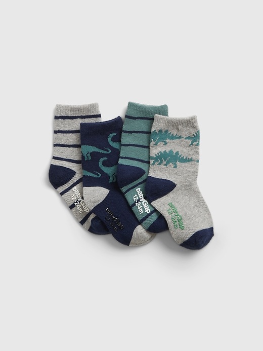 1 of 8 showing, with the color multi dinosaur of product Toddler Crew Socks (4-Pack)