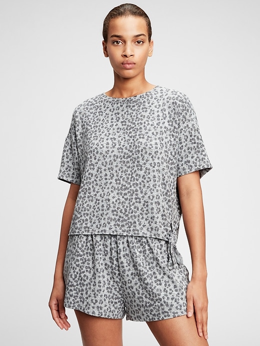 1 of 8 showing, with the color grey cheetah of product Softspun Side-Tie Top