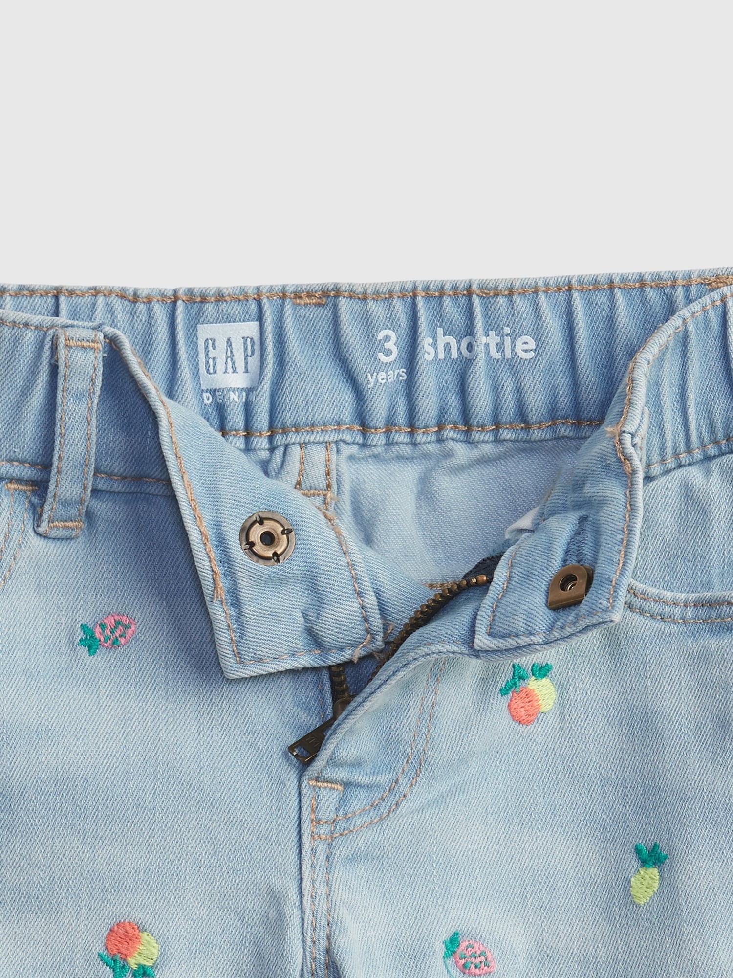 Toddler Denim Fruit Graphic Shortie Shorts with Washwell™ | Gap