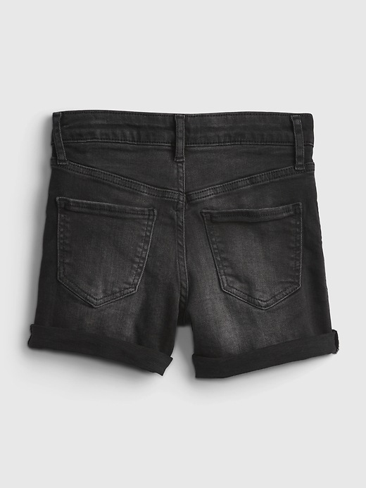Image number 3 showing, Kids High-Rise Denim Shortie Shorts with Stretch