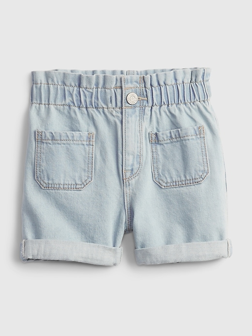 Image number 1 showing, Toddler Denim Ruffle Shortie Shorts with Washwell&#153