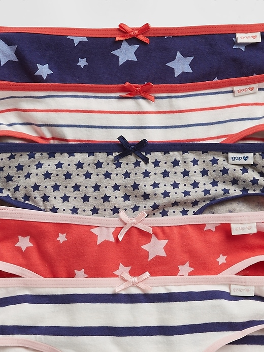 2 of 8 showing, with the color multi of product Kids Organic Cotton Star Graphic Bikinis (5-Pack)