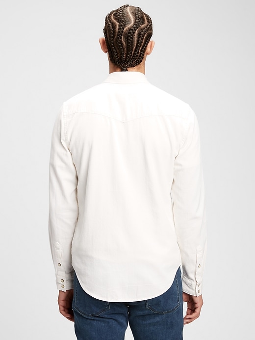 2 of 8 showing, with the color ecru beige of product Denim Western Shirt in Slim Fit