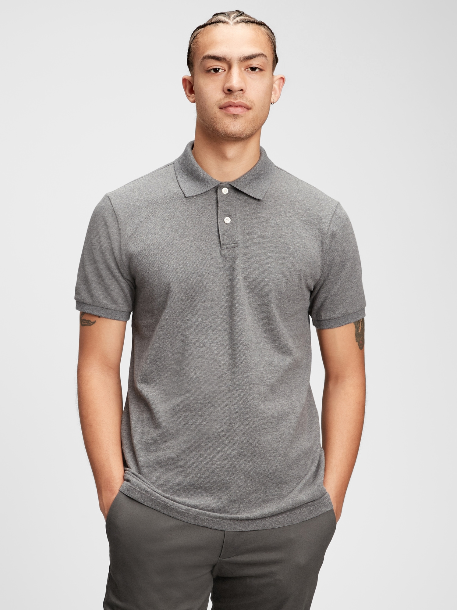 Small Short Sleeve Classic Blue Pique Solid Polo T-Shirt