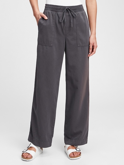 Image number 1 showing, Ribbed Wide-Leg Pull-On Pants