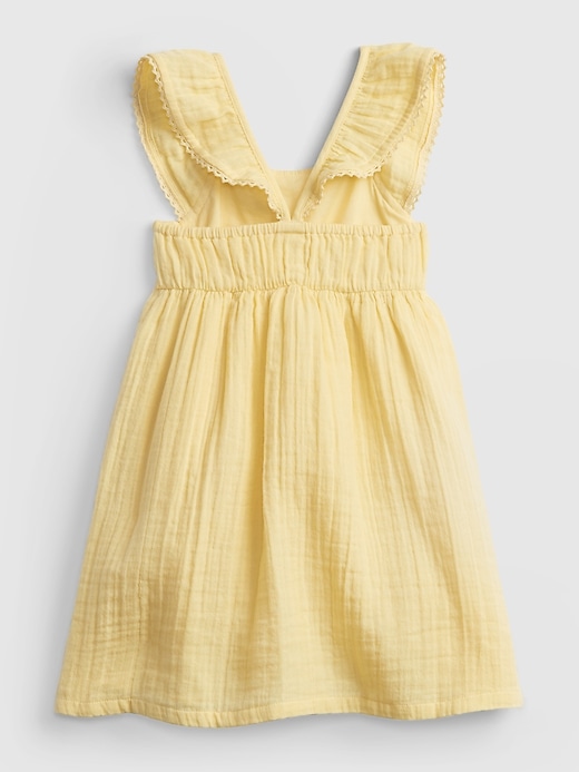 2 of 8 showing, with the color new honeysuckle yellow of product Toddler Gauze Flutter Dress