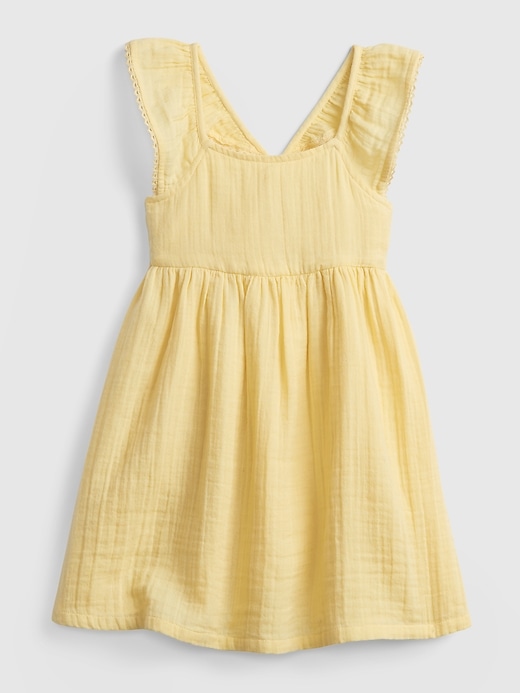 1 of 8 showing, with the color new honeysuckle yellow of product Toddler Gauze Flutter Dress