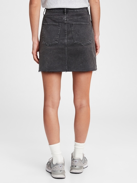 2 of 8 showing, with the color black wash of product Denim Mini Skirt with Washwell