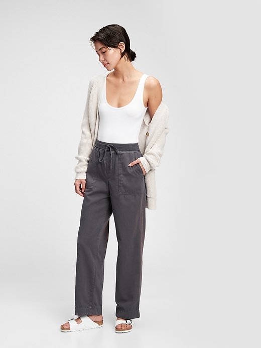Image number 3 showing, Ribbed Wide-Leg Pull-On Pants