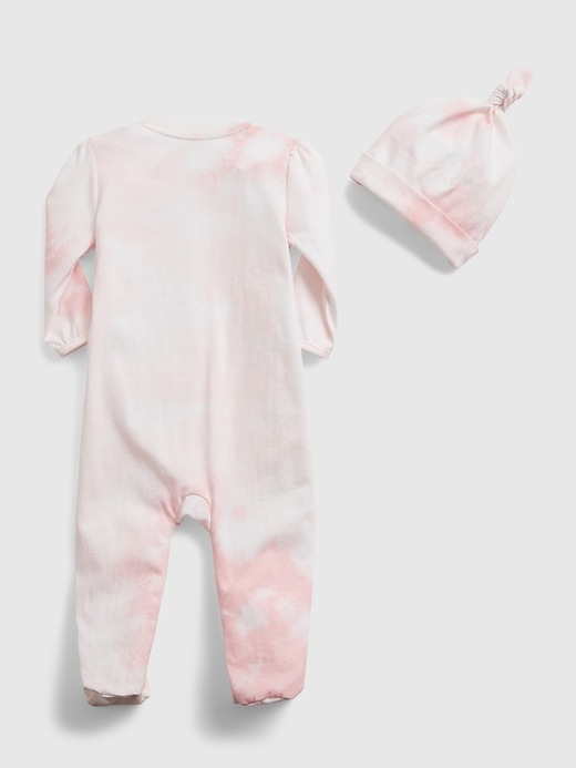 2 of 8 showing, with the color pink cameo of product Baby 100% Organic Cotton First Favorite Tie-Dye One-Piece Set