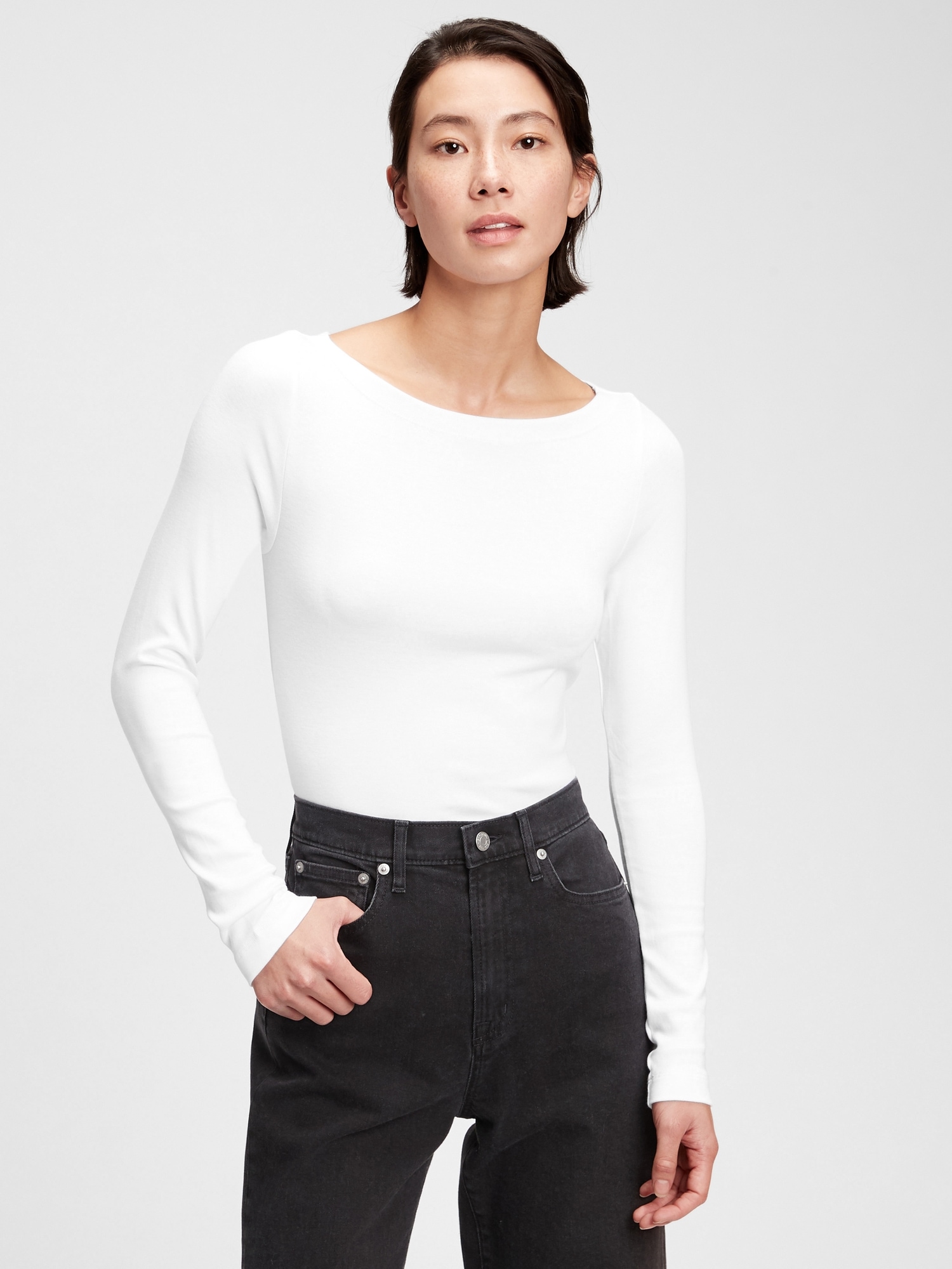 Gap Modern Boatneck T-shirt In Optic White