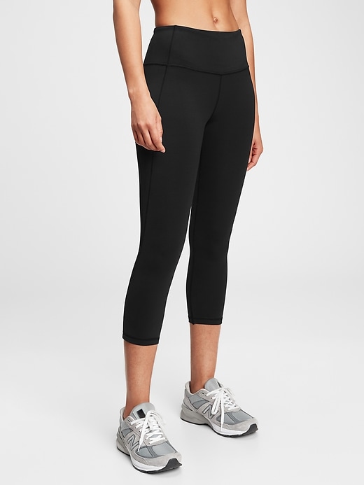 1 of 8 showing, with the color true black of product GFast High Rise Capris in Eclipse
