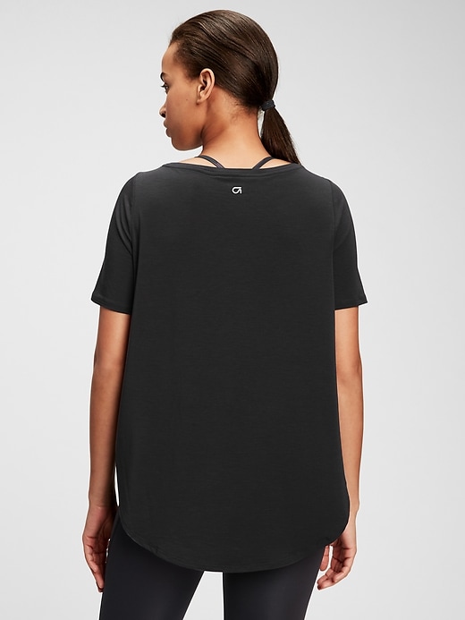 2 of 8 showing, with the color true black of product GapFit Breathe Tunic T-Shirt
