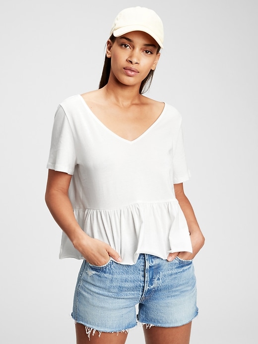 1 of 8 showing, with the color fresh white of product Vintage Peplum T-Shirt