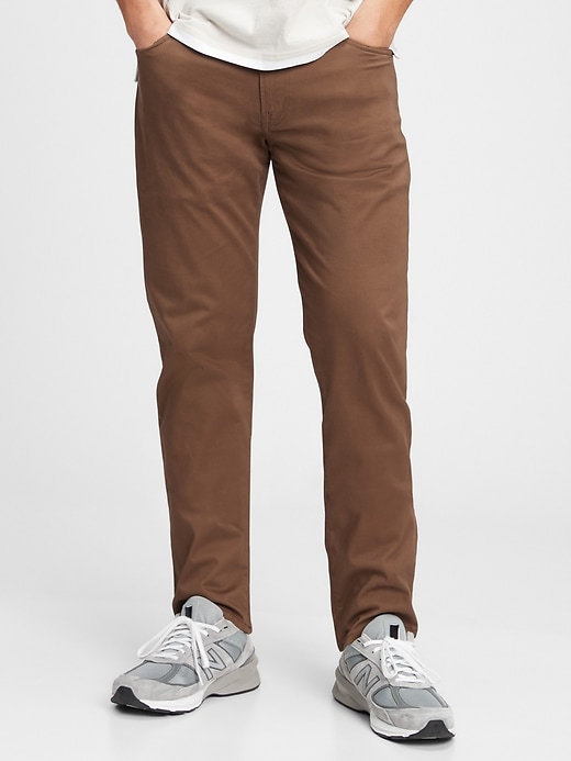 1 of 8 showing, with the color pine bark of product Soft Wear Straight Jeans with GapFlex