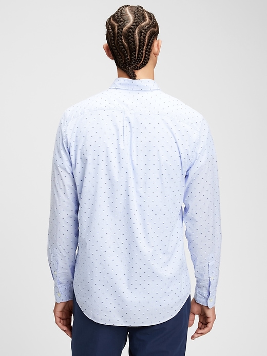 2 of 8 showing, with the color blue stripe combo of product Lived-In Stretch Poplin Shirt In Standard Fit