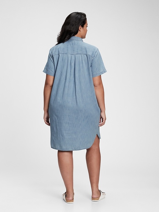 2 of 8 showing, with the color light indigo of product Denim Popover Dress with Washwell™