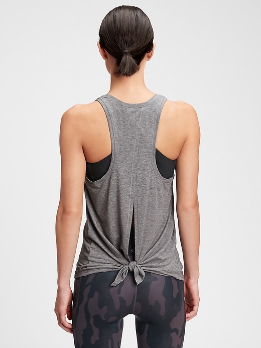 2 of 8 showing, with the color heather grey of product GapFit Breathe Open-Back Tank
