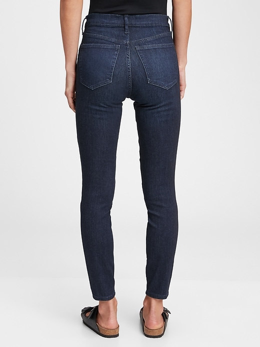 2 of 8 showing, with the color dark indigo of product High Rise Skinny Jeans with Washwell