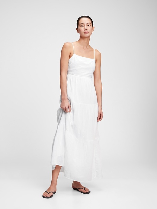 1 of 8 showing, with the color fresh white of product Squareneck Tiered Maxi Dress