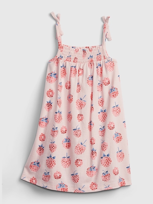 2 of 8 showing, with the color raspberry pink of product Toddler Raspberry Graphic Smocked Dress