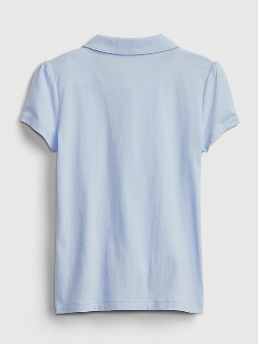 2 of 8 showing, with the color PURE BLUE V2 of product Kids 100% Organic Cotton Uniform Polo Shirt