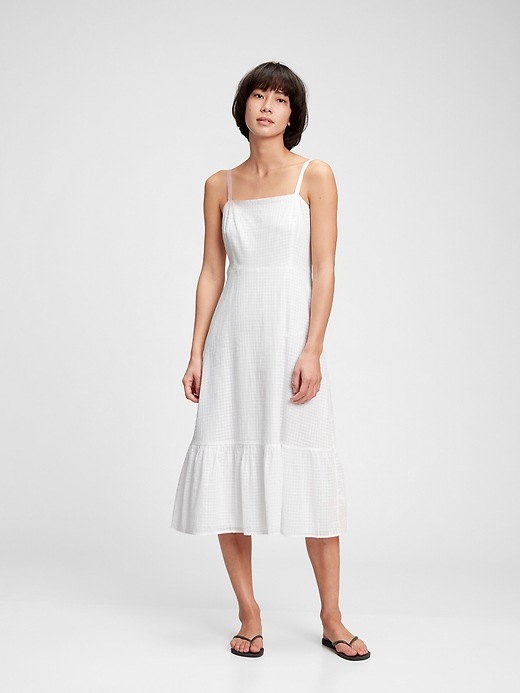 1 of 8 showing, with the color fresh white of product Squareneck Midi Dress
