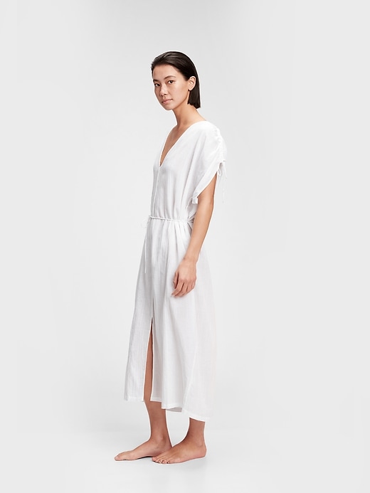1 of 8 showing, with the color optic white of product Dreamwell Crinkle Maxi Cover-Up