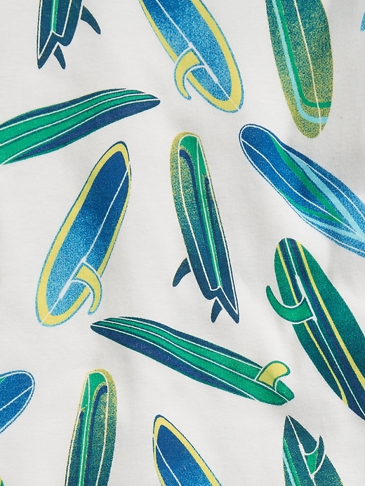 2 of 8 showing, with the color new off white of product Kids 100% Organic Cotton Surf Graphic PJ Set