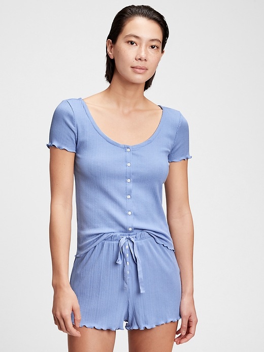 1 of 8 showing, with the color blue hyacinth of product Adult Modal Ribbed T-Shirt