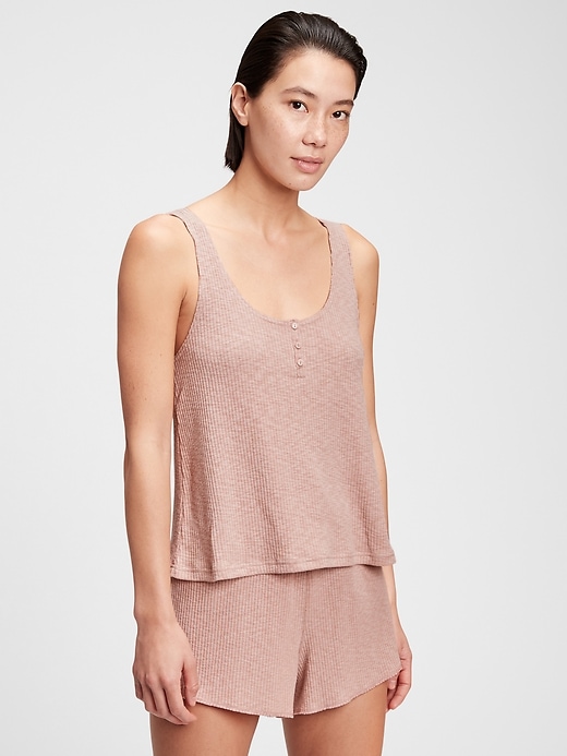 1 of 8 showing, with the color rose pink of product Slub Ribbed Tank Top
