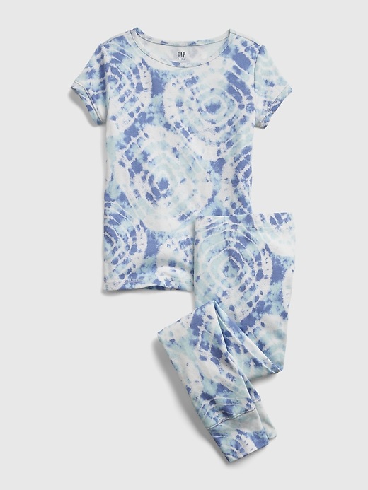 1 of 8 showing, with the color blue tie dye of product Kids 100% Organic Cotton Tie-Dye Print PJ Set