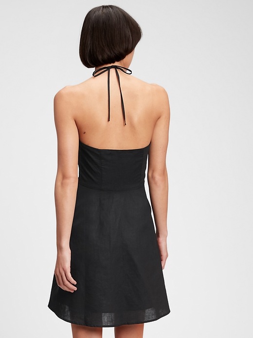 2 of 8 showing, with the color true black of product Halter-Neck Mini Dress