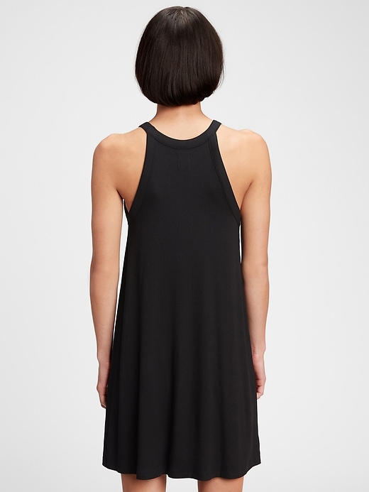 2 of 8 showing, with the color true black of product Halter-Neck Mini Swing Dress