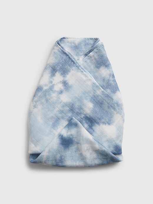 1 of 8 showing, with the color chrome blue of product Baby 100% Organic Cotton First Favorite Swaddle Blanket
