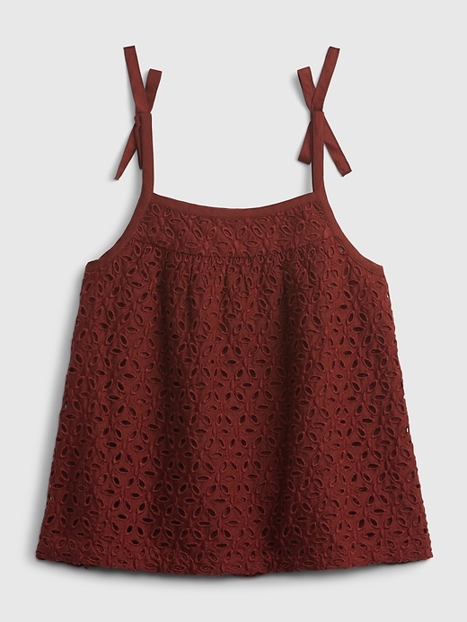 2 of 8 showing, with the color burnt russet red of product Toddler Eyelet Top
