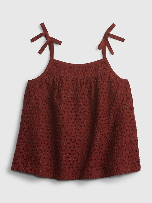 1 of 8 showing, with the color burnt russet red of product Toddler Eyelet Top