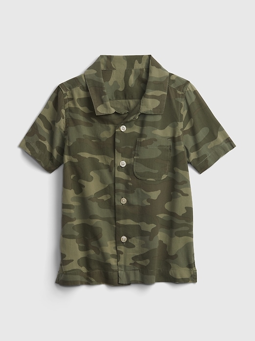 1 of 8 showing, with the color green camo of product Toddler Print Woven Shirt