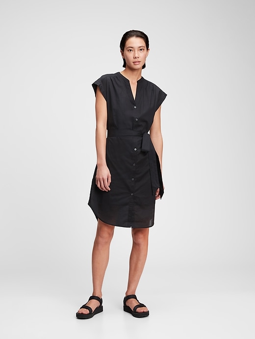 1 of 8 showing, with the color true black of product Mini Shirtdress