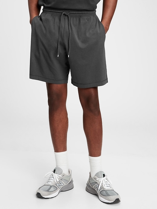 1 of 8 showing, with the color true black of product Jersey Pull-On Shorts