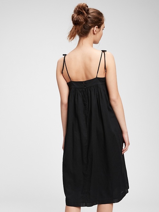 2 of 8 showing, with the color true black of product Tie-Strap Cami Midi Dress