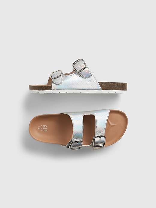 1 of 8 showing, with the color silver of product Kids Metallic Sandals