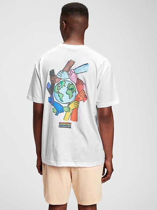 2 of 8 showing, with the color optic white of product The Gap Collective Pride 100% Organic Cotton T-Shirt