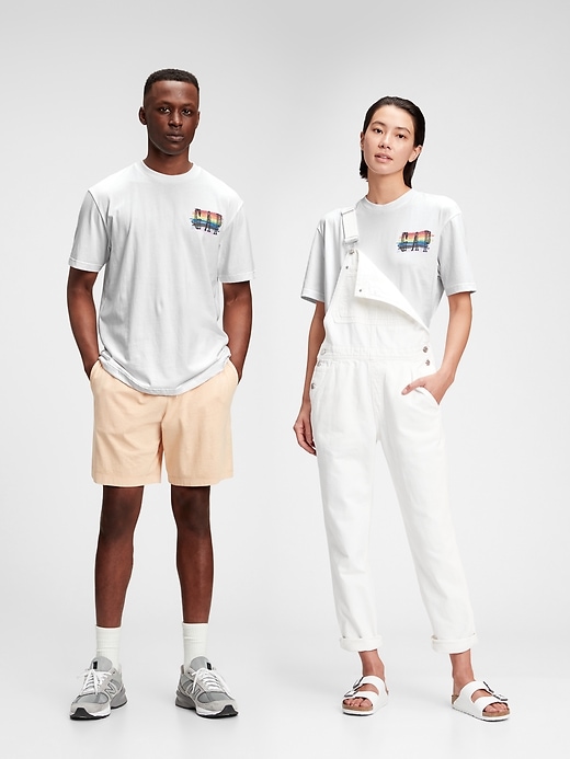 1 of 8 showing, with the color optic white of product The Gap Collective Pride 100% Organic Cotton T-Shirt