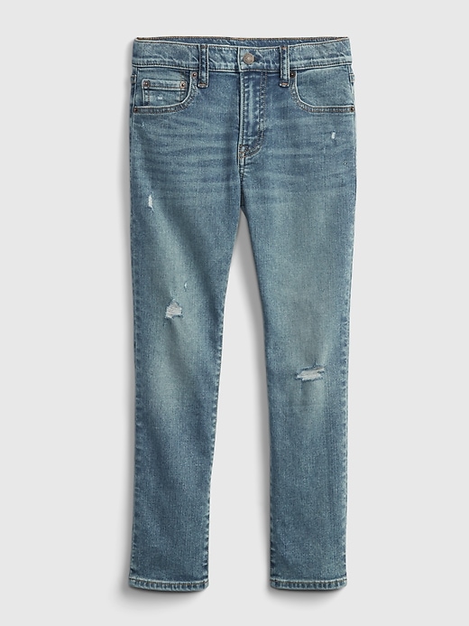 1 of 8 showing, with the color light wash of product Kids Slim Taper Jeans with Washwell™