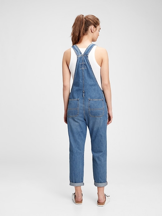 2 of 8 showing, with the color medium indigo of product Relaxed Denim Overalls With Washwell™