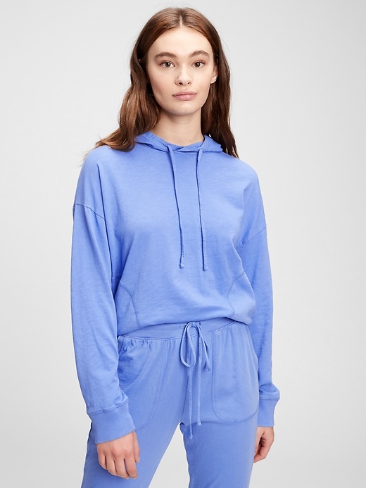 1 of 8 showing, with the color hyacinth blue of product Tee Sweats Hoodie